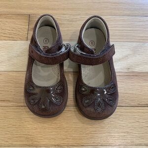 Angel Girls‎ Brown Bloom Leather Lining Gum Sole Mary Jane Shoes Toddler 6